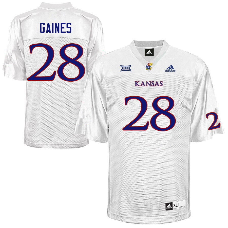 Men #28 Maurice Gaines Kansas Jayhawks College Football Jerseys Sale-White - Click Image to Close